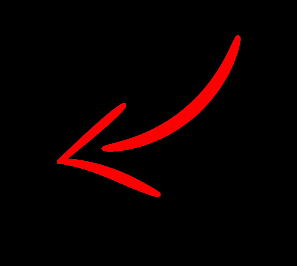 Red Curved Arrowon Black Background PNG image