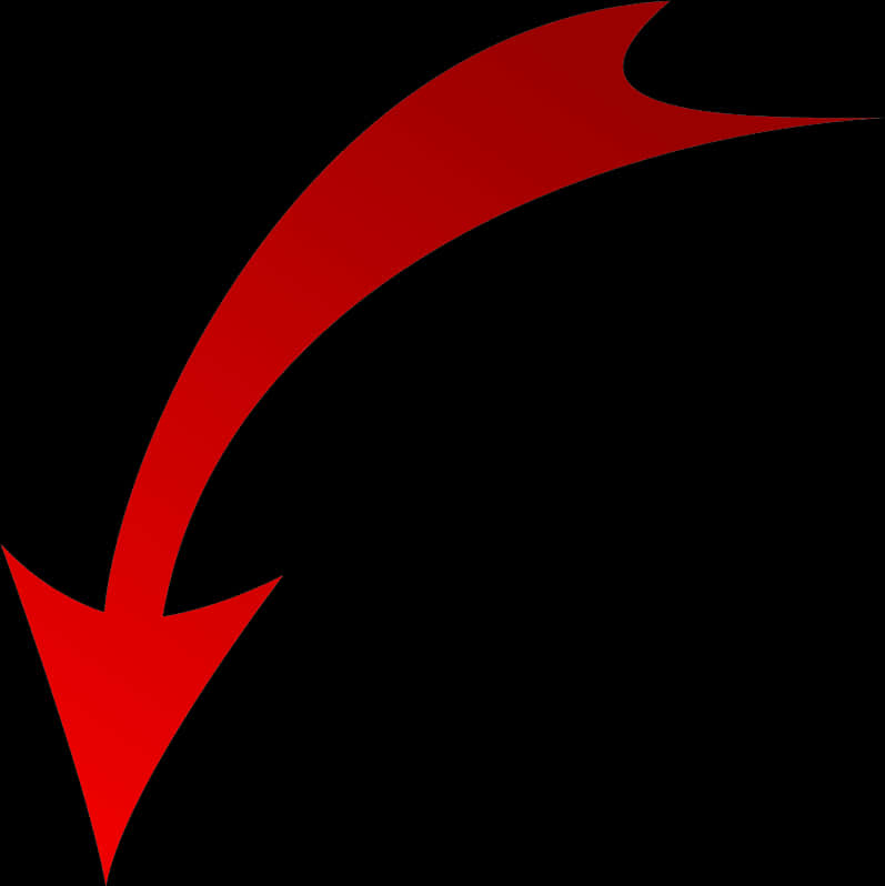 Red Curved Down Arrow PNG image