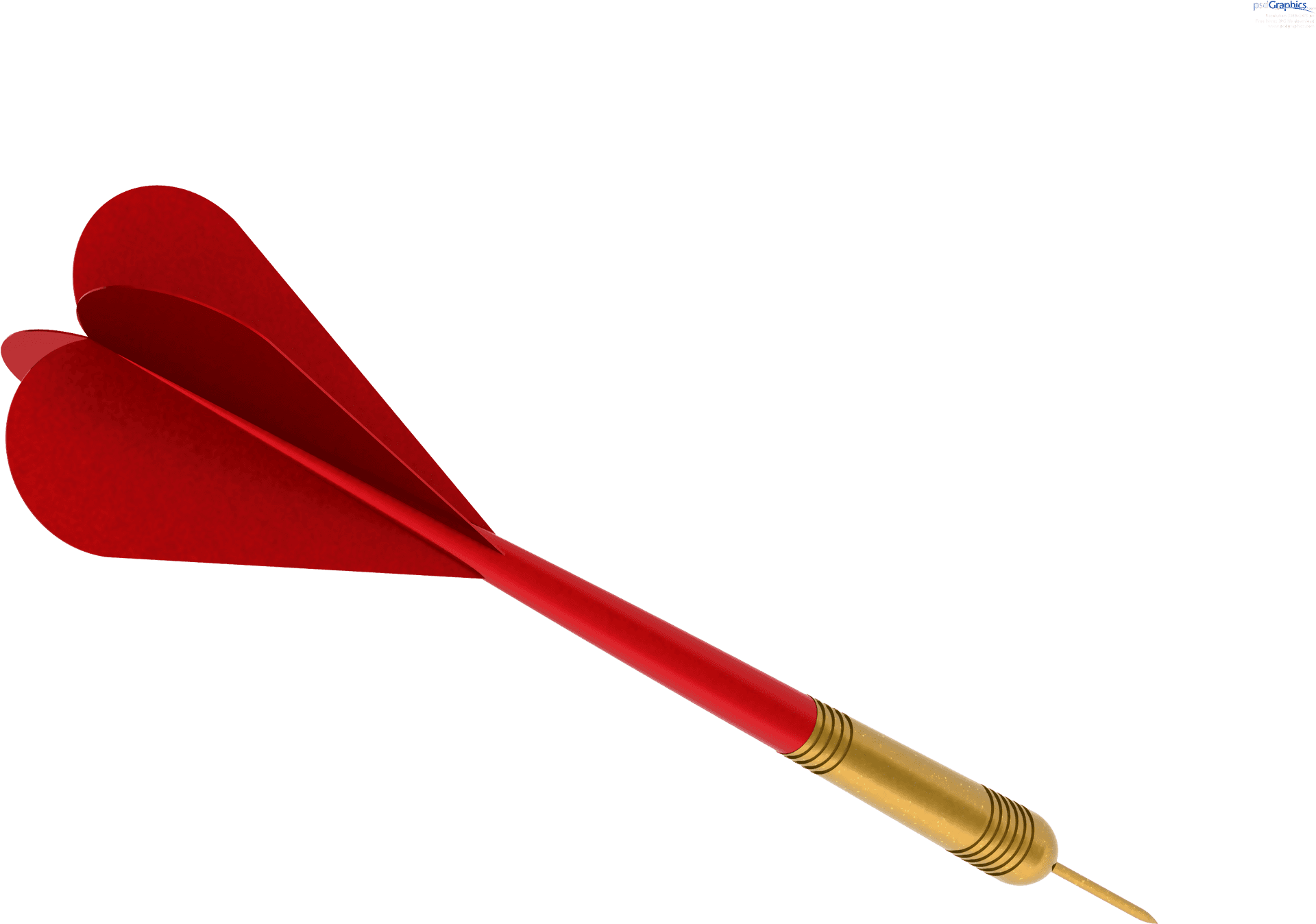 Red Dart Flight Brass Barrel PNG image