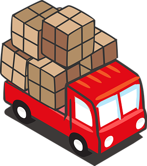 Red Delivery Truck Cartoon PNG image