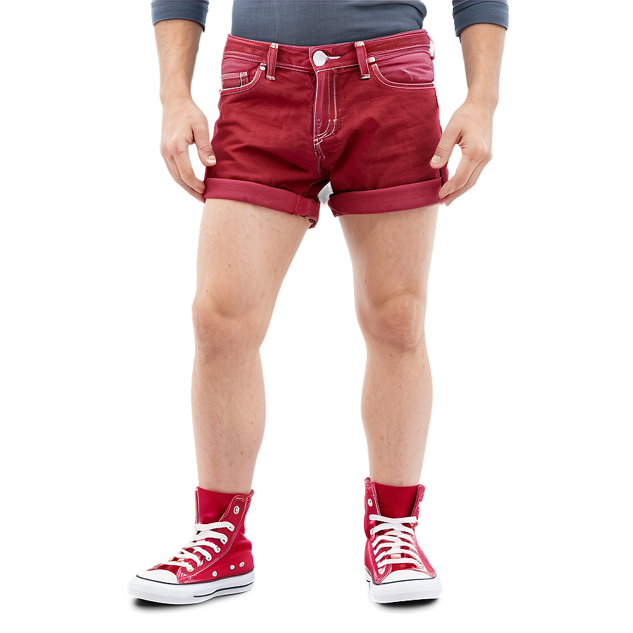 Red Denim Jorts Png Auw69 PNG image