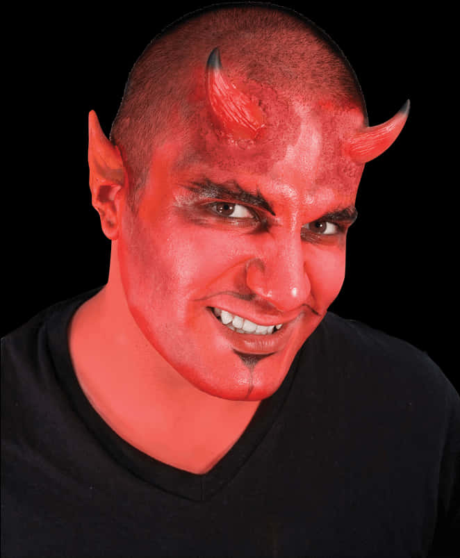 Red Devil Costume Makeup PNG image