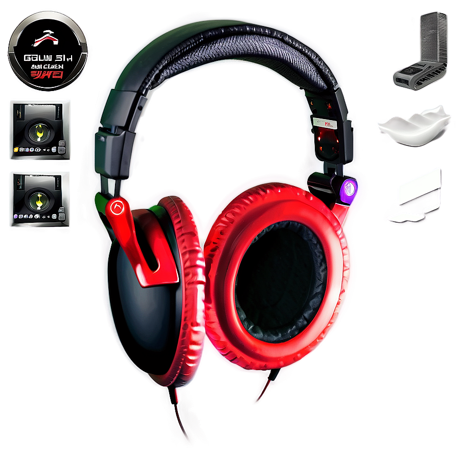 Red Dj Headphones Png 06212024 PNG image