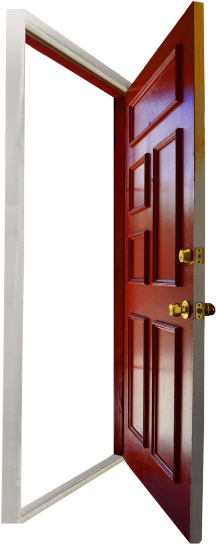 Red Door Ajar Entrance Perspective PNG image