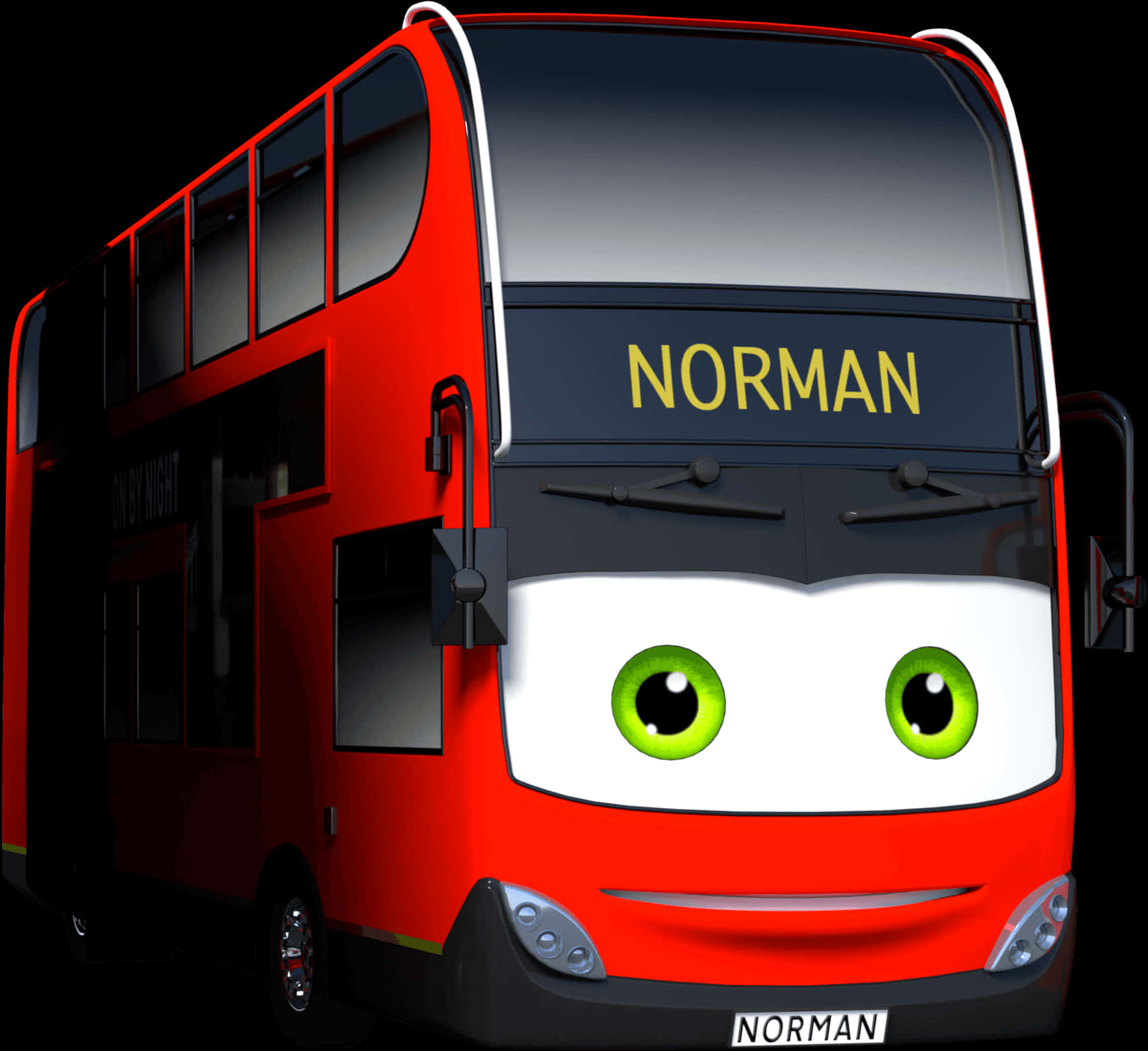 Red Double Decker Bus Cartoon Character PNG image