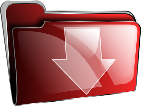 Red Download Folder Icon PNG image