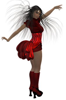 Red Dress Dancer Illustration PNG image