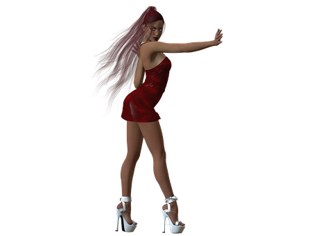 Red Dress Woman Pose PNG image