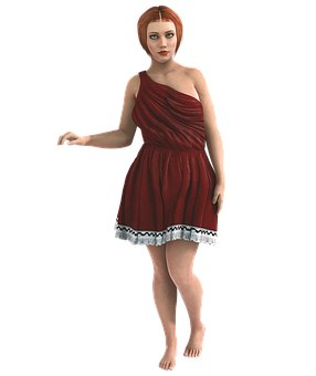 Red Dress3 D Model Girl PNG image