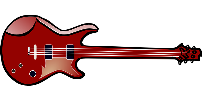 Red Electric Bass Guitar PNG image