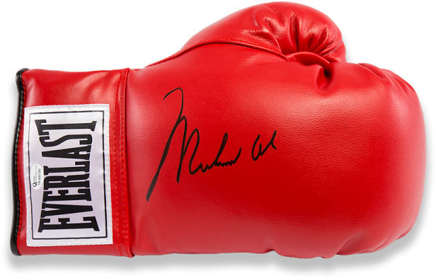 Red Everlast Boxing Glove Signed PNG image