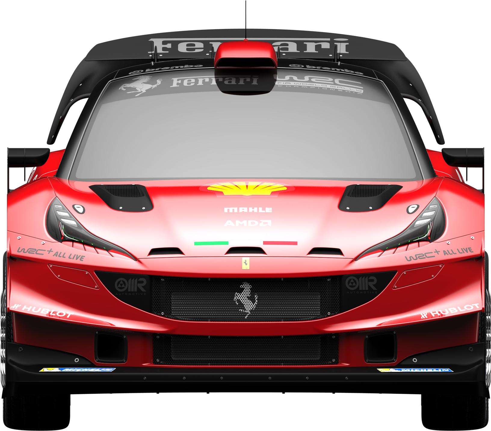 Red Ferrari Racecar Front View PNG image