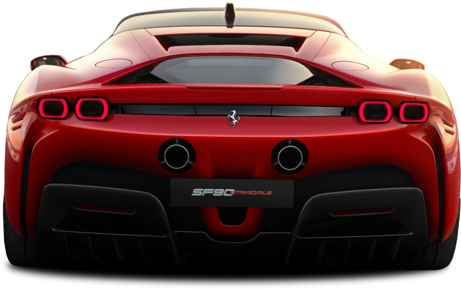 Red Ferrari S F90 Stradale Rear View PNG image