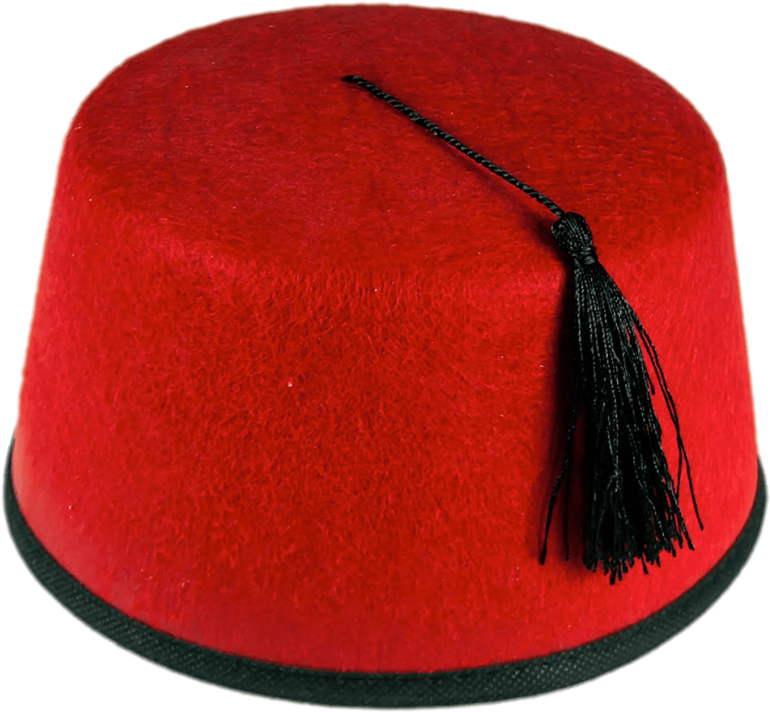 Red Fez Hatwith Black Tassel PNG image