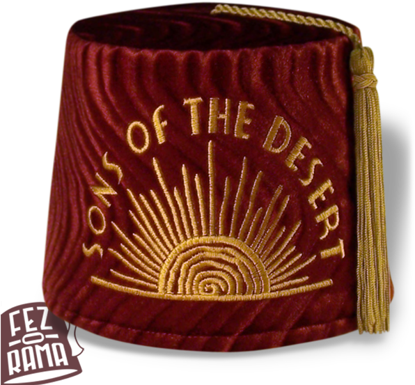 Red Fez Sonsofthe Desert Embroidery PNG image