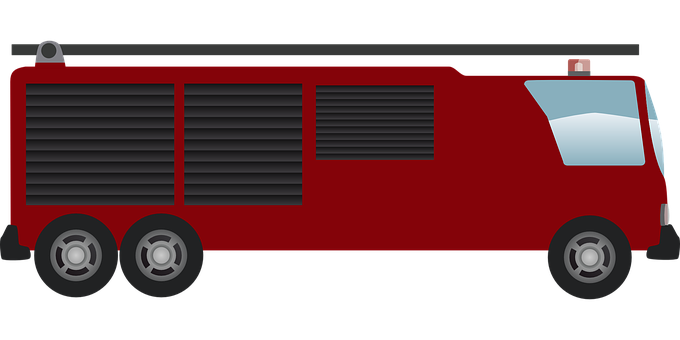 Red Fire Truck Side View Vector PNG image