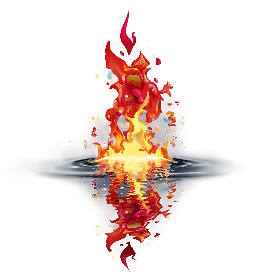 Red Fire Water Reflection Png Bhv82 PNG image