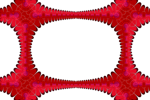 Red Floral Fractal Frame PNG image