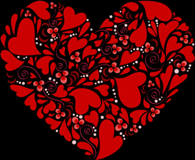 Red Floral Heart Design PNG image