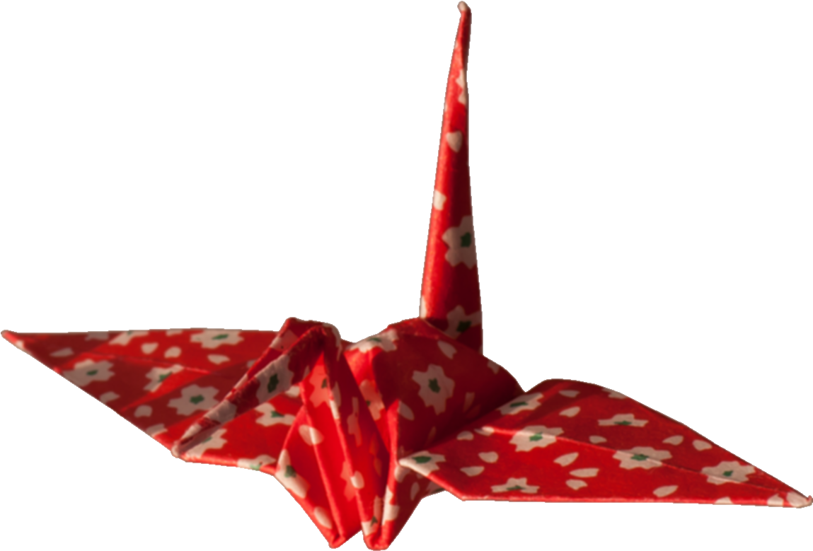 Red Floral Pattern Origami Crane PNG image