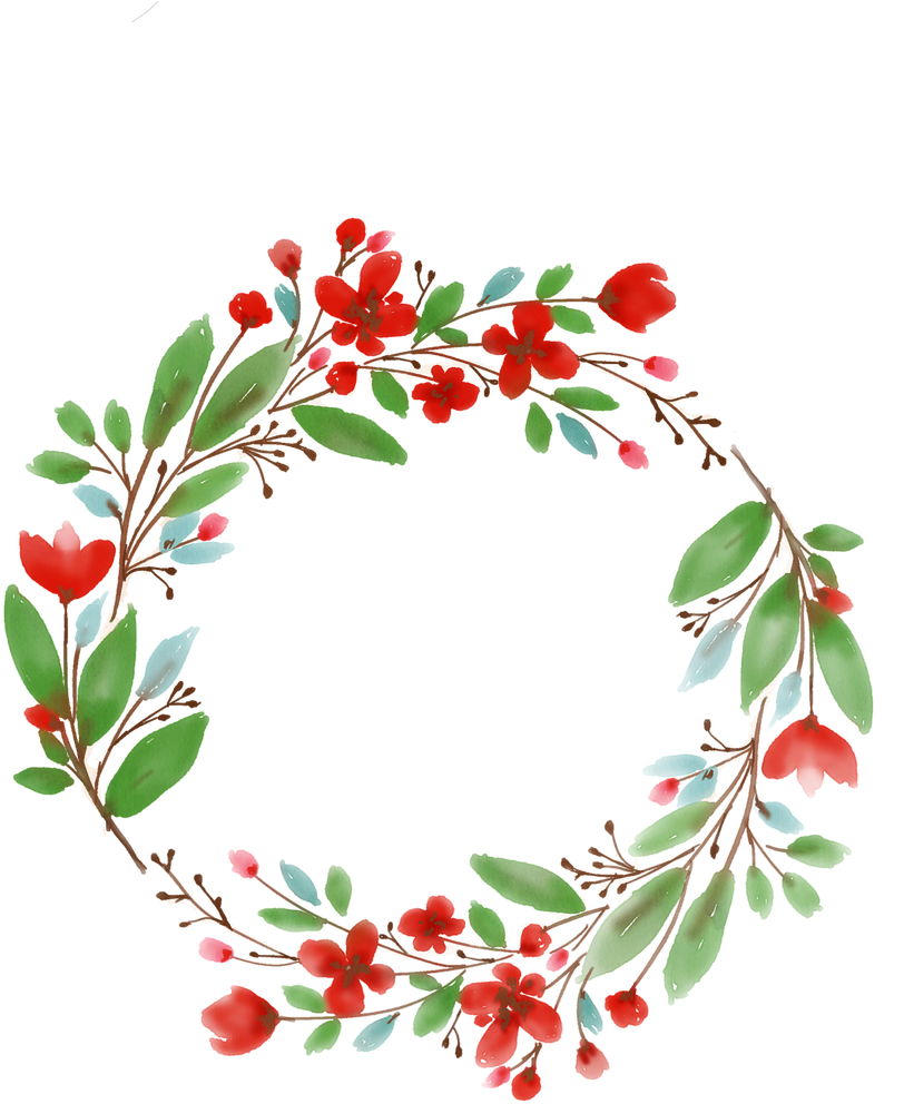 Red Floral Wreath Illustration.png PNG image