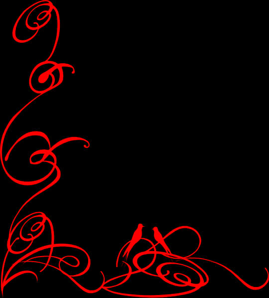 Red Flourish Decorative Line Art PNG image