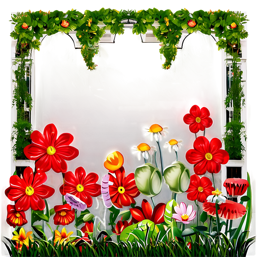 Red Flower Garden Scene Png 52 PNG image