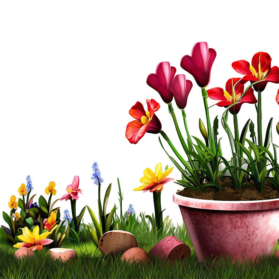 Red Flower Garden Scene Png Vkr PNG image