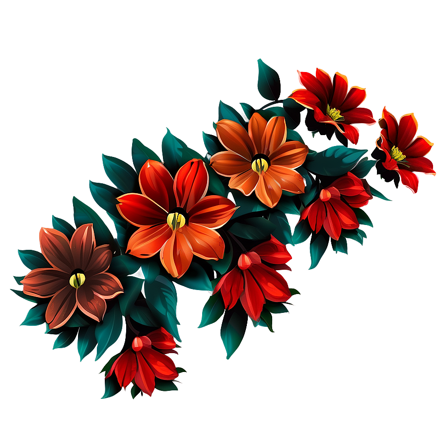 Red Flowers Border Png Hkt46 PNG image