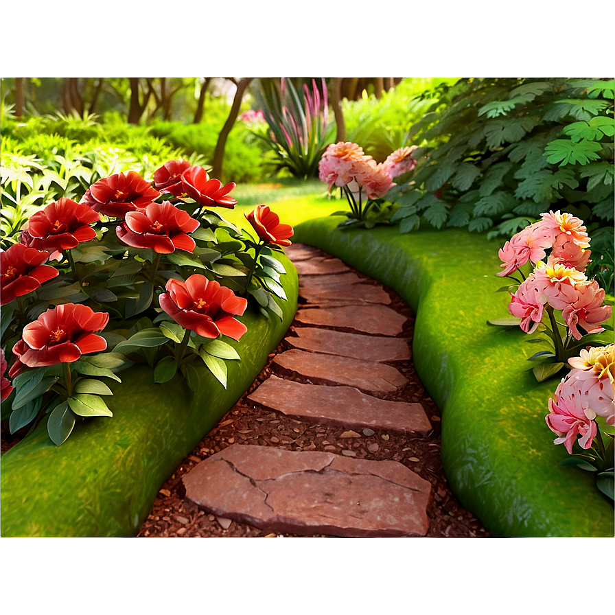 Red Flowers Garden Path Png 91 PNG image