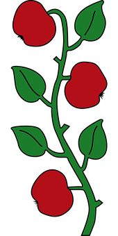 Red Flowers Green Stem Silhouette PNG image