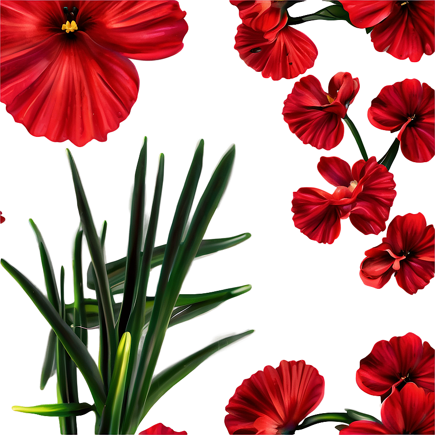 Red Flowers Greeting Png Sqd PNG image