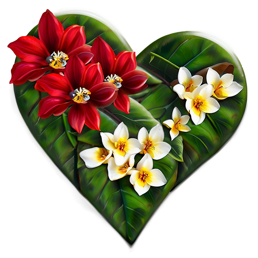 Red Flowers Heart Png Sgw PNG image