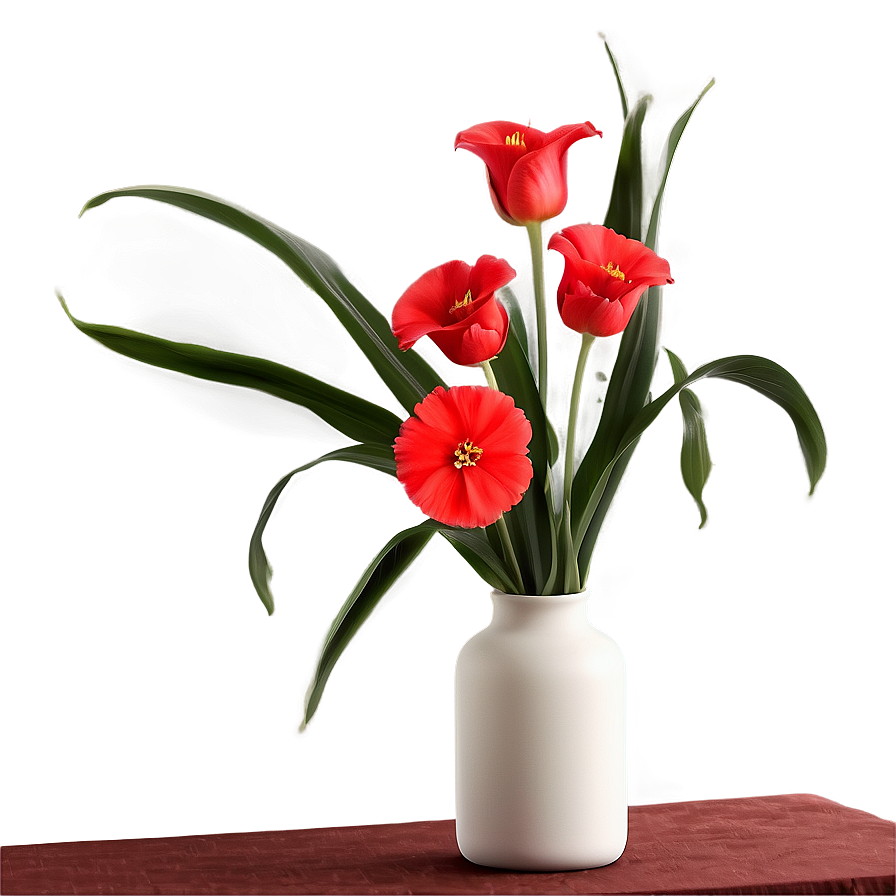 Red Flowers In Vase Png 20 PNG image