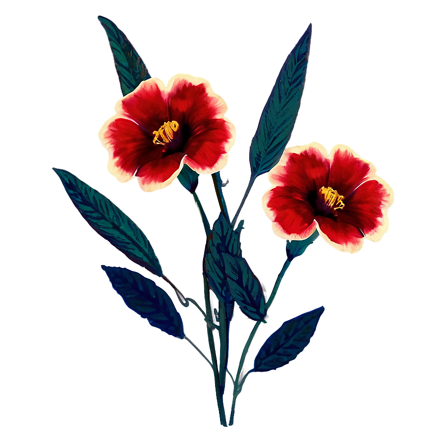 Red Flowers Vintage Png Sle PNG image