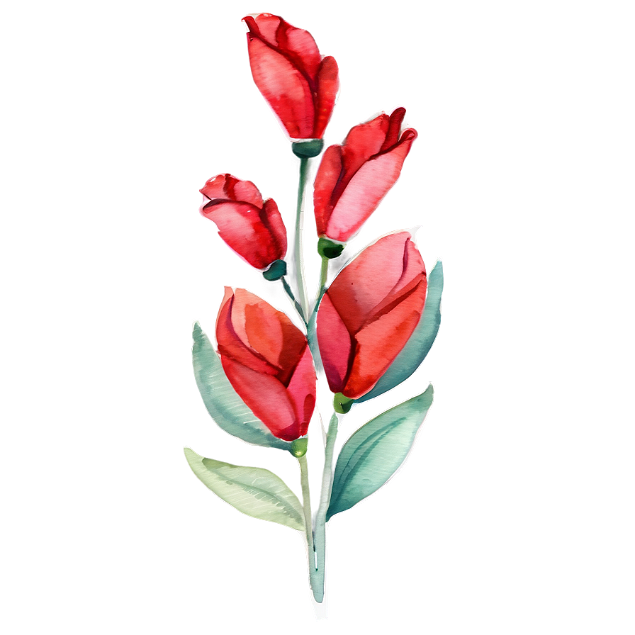 Red Flowers Watercolor Png 06122024 PNG image