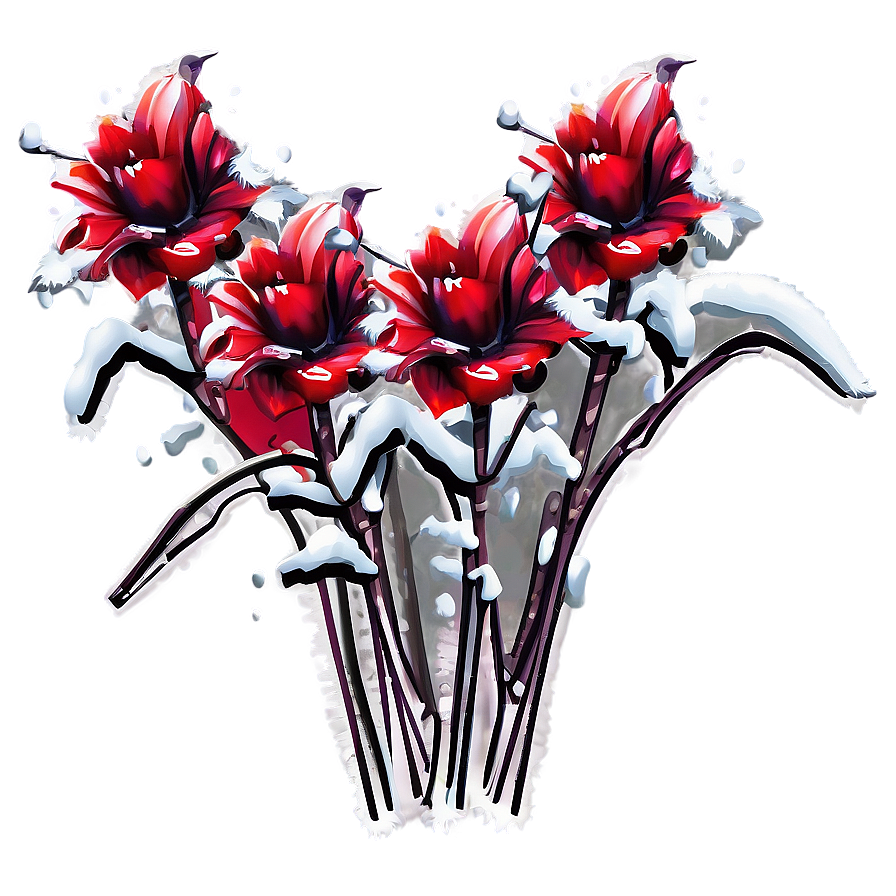 Red Flowers Winter Theme Png Aqo11 PNG image