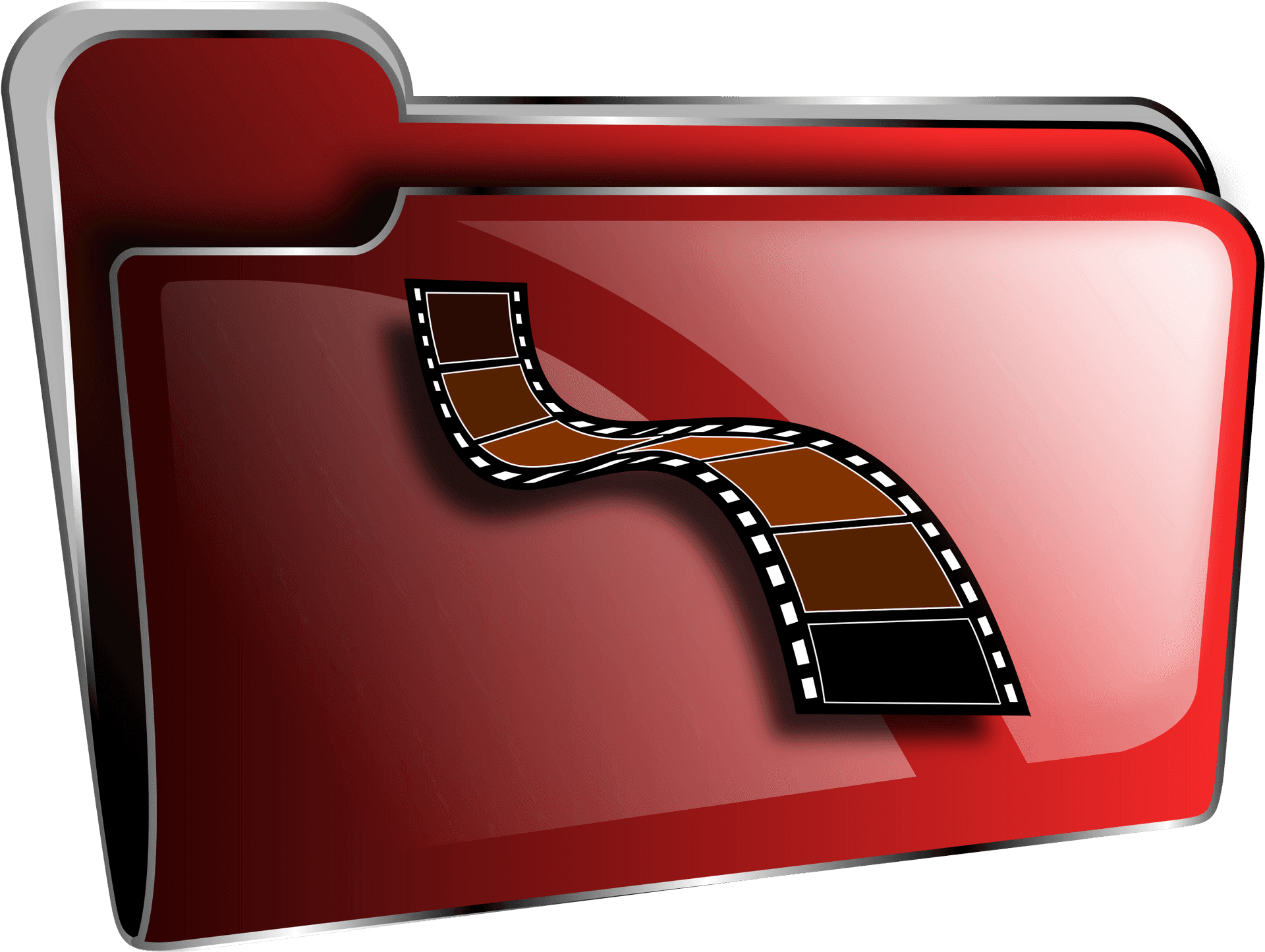 Red Folder Film Strip Icon PNG image