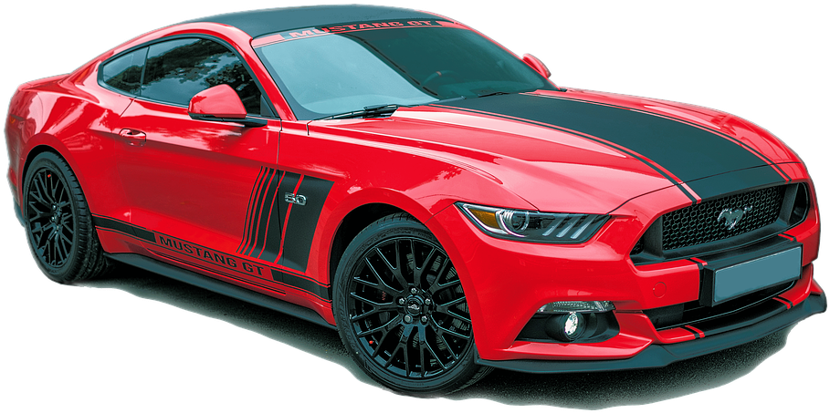 Red Ford Mustang G T Side View PNG image