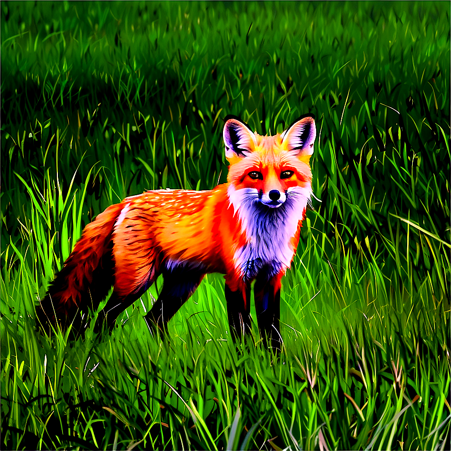 Red Fox In Grass Png Yfm PNG image