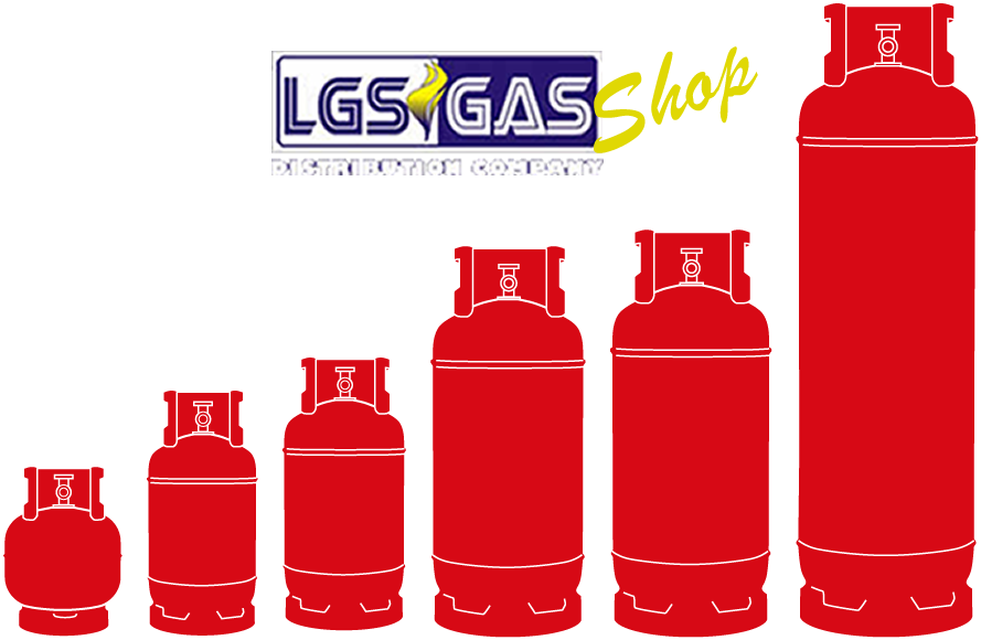 Red Gas Cylinders Size Comparison Chart PNG image