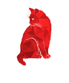 Red Geometric Cat Artwork PNG image