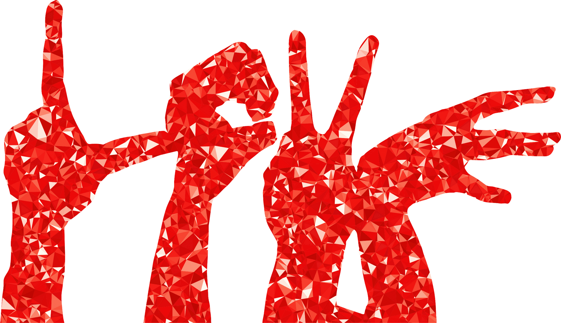 Red Geometric Hand Gestures PNG image