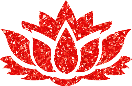 Red Geometric Lotus Flower Design PNG image