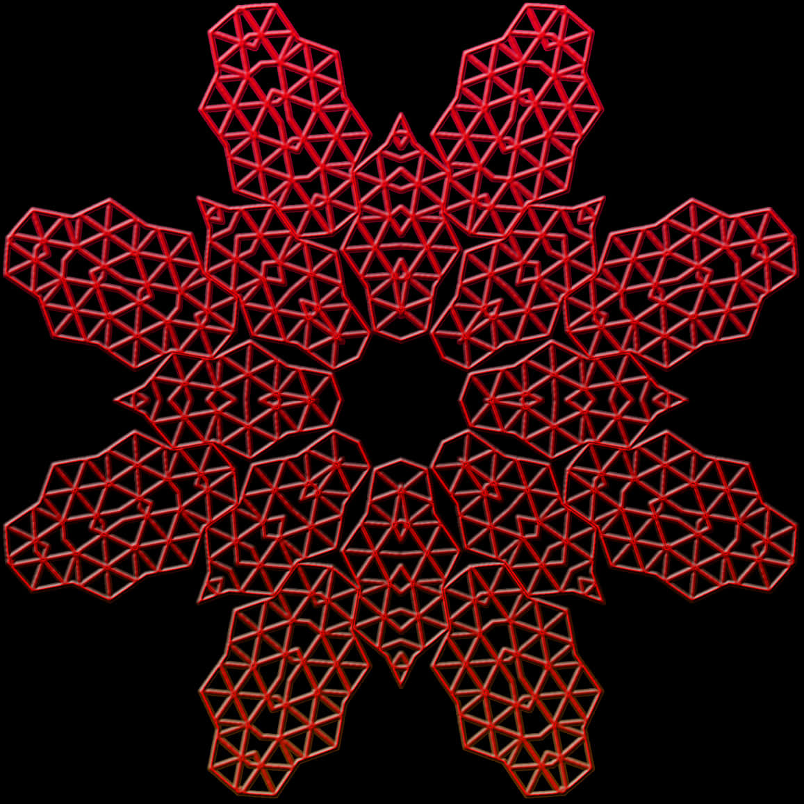 Red Geometric Snowflake Pattern PNG image