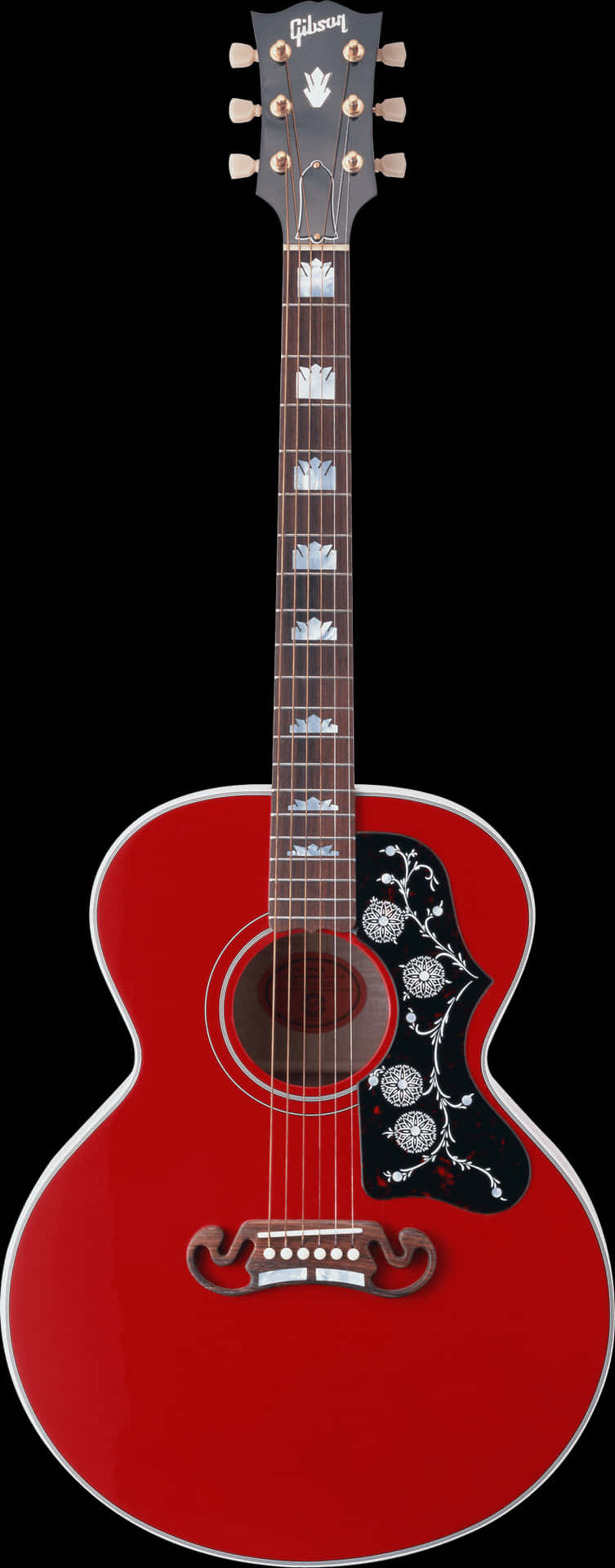 Red Gibson Acoustic Guitar PNG image