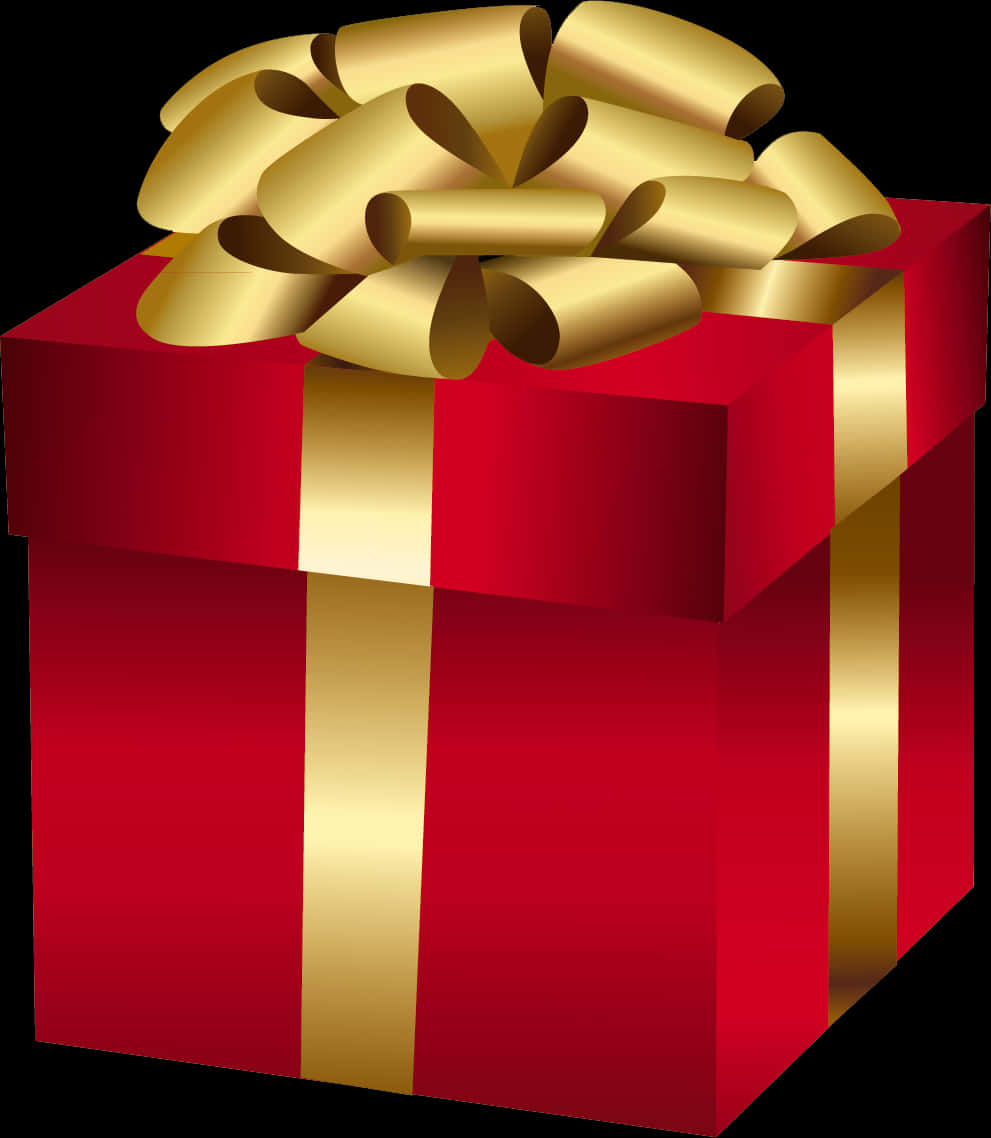 Red Gift Box Golden Ribbon PNG image