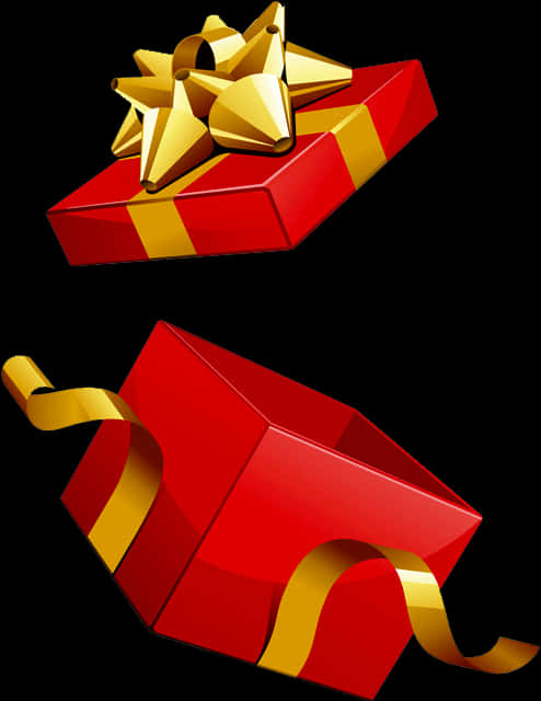 Red Gift Boxwith Golden Ribbon PNG image