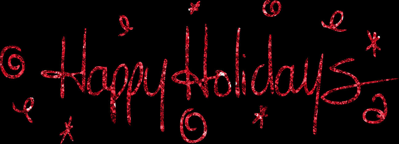 Red Glitter Happy Holidays Text PNG image