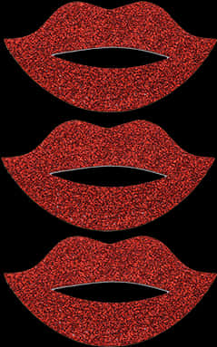 Red Glitter Lips Triple Stack PNG image